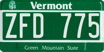 VT license plate ZFD775