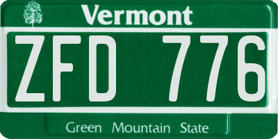 VT license plate ZFD776