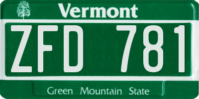VT license plate ZFD781