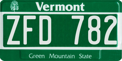 VT license plate ZFD782