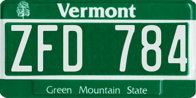 VT license plate ZFD784