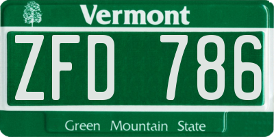 VT license plate ZFD786
