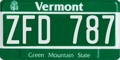 VT license plate ZFD787