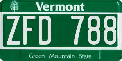 VT license plate ZFD788
