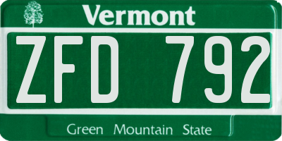 VT license plate ZFD792
