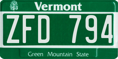 VT license plate ZFD794