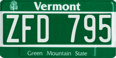 VT license plate ZFD795