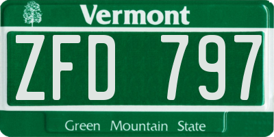 VT license plate ZFD797