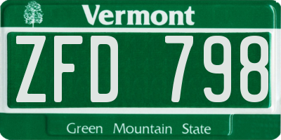 VT license plate ZFD798