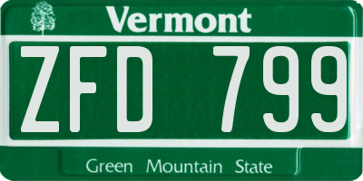 VT license plate ZFD799