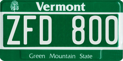 VT license plate ZFD800