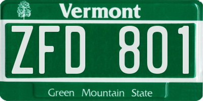 VT license plate ZFD801