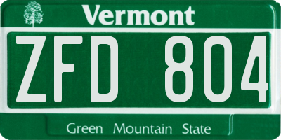 VT license plate ZFD804
