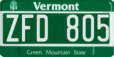 VT license plate ZFD805