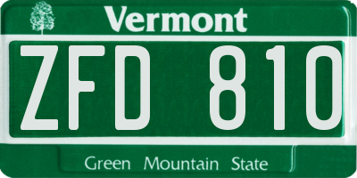 VT license plate ZFD810