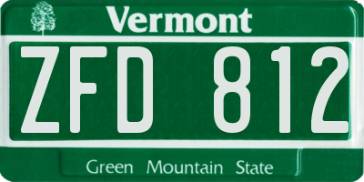 VT license plate ZFD812