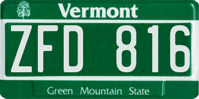 VT license plate ZFD816
