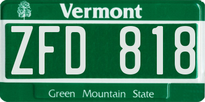 VT license plate ZFD818