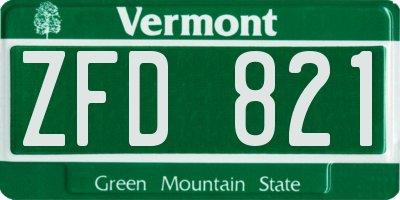 VT license plate ZFD821