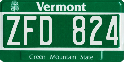 VT license plate ZFD824