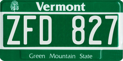 VT license plate ZFD827