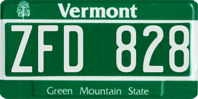 VT license plate ZFD828