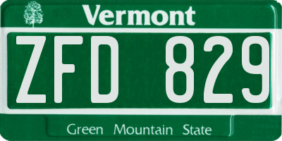 VT license plate ZFD829