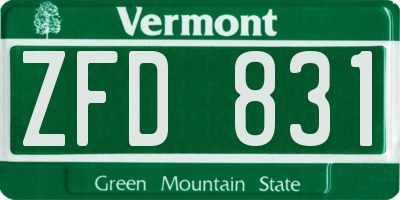 VT license plate ZFD831