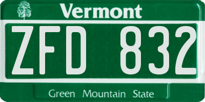 VT license plate ZFD832