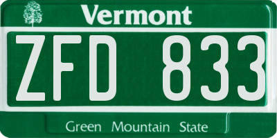 VT license plate ZFD833