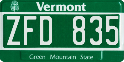 VT license plate ZFD835