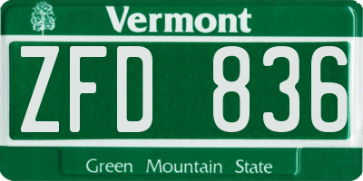 VT license plate ZFD836