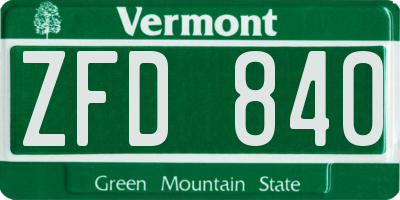 VT license plate ZFD840