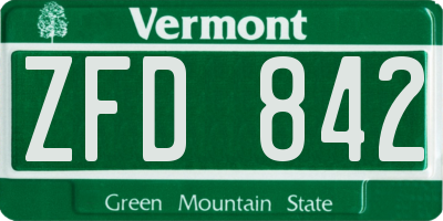VT license plate ZFD842