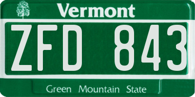 VT license plate ZFD843