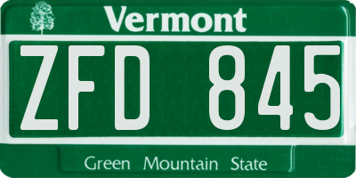 VT license plate ZFD845