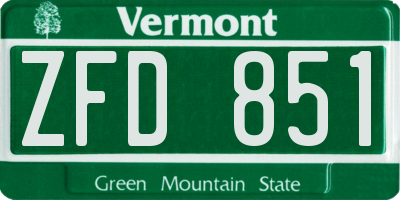 VT license plate ZFD851