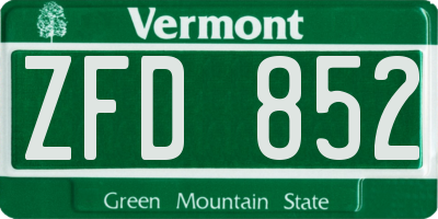 VT license plate ZFD852