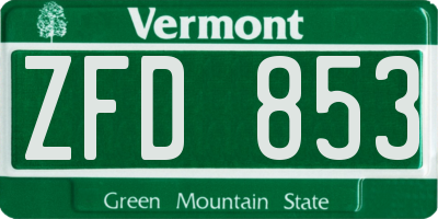 VT license plate ZFD853