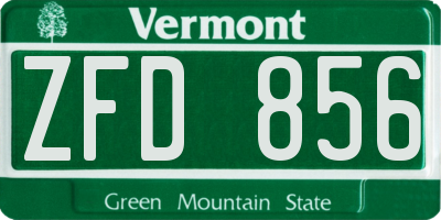 VT license plate ZFD856