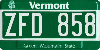 VT license plate ZFD858