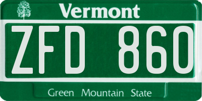 VT license plate ZFD860