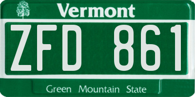 VT license plate ZFD861