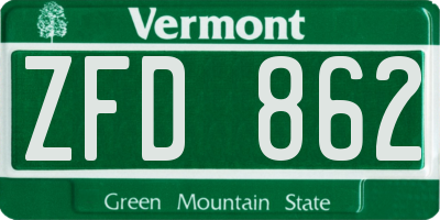 VT license plate ZFD862
