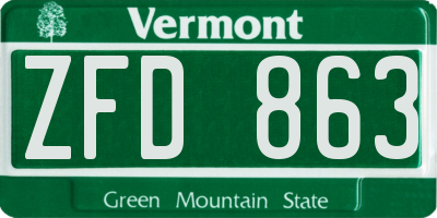 VT license plate ZFD863