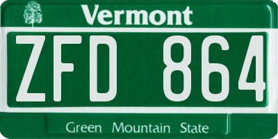 VT license plate ZFD864