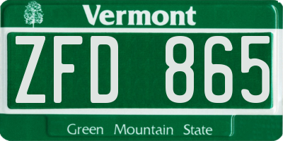 VT license plate ZFD865