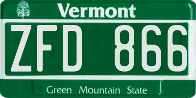 VT license plate ZFD866