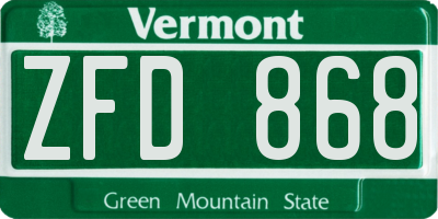 VT license plate ZFD868