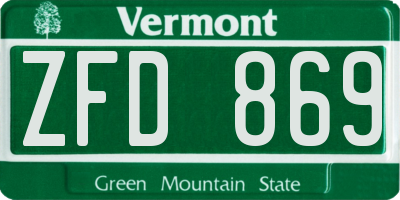 VT license plate ZFD869